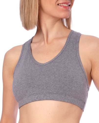 Danskin Women's Racer Bra Top,Heather Gray Concrete,Small