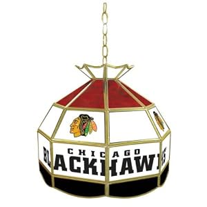 Trademark NHL Chicago Blackhawks stained glass Tiffany lamp - 16-inch