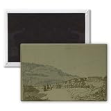 Kreuzbrunnen in Marienbad (pen, ink & wash.. - 3x2 inch Fridge Magnet - large magnetic button - Magnet