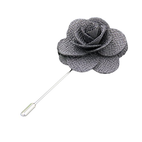 Generic 1X Gray Lapel Flowers Handmade Boutonniere Stick Brooch Pin Men's Accessories
