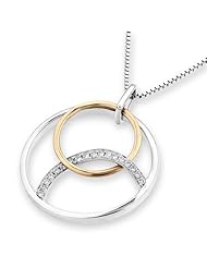 (X1000Diamond) 18K/750 Rose Gold And White Gold Polished Finished 3 Circles Diamond Accent Pendant w/925 Sterling Silver Chain (0.08 cttw, G-H Color, VS2-SI1 Clarity)