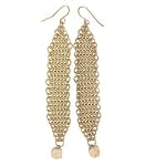 Tourmaline Earrings 04 Dangle White Chainmaille Facet Cut Crystal Healing Gemstone 3.8
