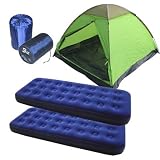 3person Tent with 2 of Single Size Air Beds and 2 of 3lb Sleeping Bags