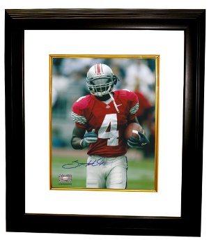 Santonio Holmes signed Ohio State Buckeyes 8x10 Photo Custom Framed