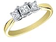 Princess Cut Diamond Engagement Ring and Three Stone Anniversary Ring 1/2 Carat (ctw) in 14K Yellow Gold
