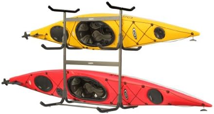 Stoneman Sports G-535-C4 Glacik Freestanding Portable 5-Kayak or Canoe Storage Rack with Heavy-Duty Caster Wheels, Double Sided, Bronze Colored Finish