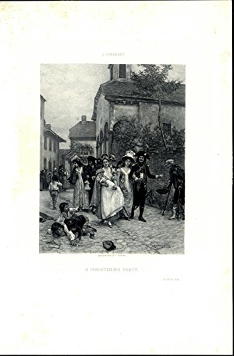 Christening Procession Joyous Christian Day 1895 original antique fine art print