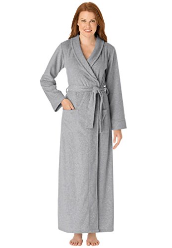 Dreams & Co. Women's Plus Size Wrap Robe In Microfleece (Heather Grey,1X)