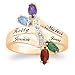 Two-Tone Diamond Accent Family Name & Marquise Birthstone Ring - Personalized Jewelry