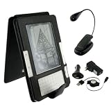 Buy Black Full Genuine Leather Flip Case with Retractable USB Cable Charge Kit and Book Light for... by rooCASE