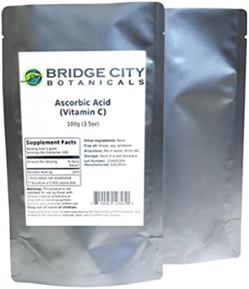100% Pure Vitamin C (Ascorbic Acid) Powder - For Drinks, Capsules, Blends by Bridge City Bulk 250 Grams