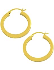 14 Karat Yellow Gold 3x25-mm Flat Hoop Earrings