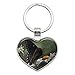 Black Swallowtail Butterfly and Daisies Heart Love Metal Keychain Key Chain Ring