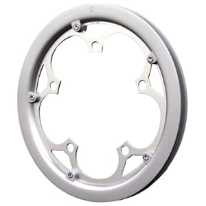 【クリックで詳細表示】スギノテクノ アルミチェーンリング＆ダブル樹脂ガードセット 5アーム用 52T PCD130 ADシルバー