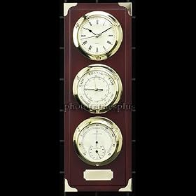 Brass Clock Baromer Thermometer Hygrometer on Wood by PhotoFramesPlus