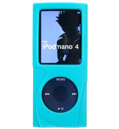 BIG Grip Silicone Skin Case Cover with Screen Protector for the New Apple iPod Nano Nano-Chromatic + Young Micro Shoe (Black) Silicone Pouch - Aqua