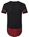 LILBETTER Mens Hipster Hip Hop Longline Jersey T-Shirt(Black Red M)
