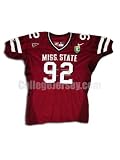 Maroon No. 92 Game Used Mississippi State Nike Football Jersey