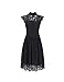 Simple Retro Women's 1950s Mock Neck Cap Sleeve Lace Cocktail Pleated Dress