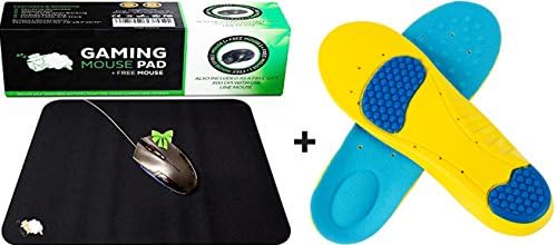 CushionCare Regualr Black Gaming Mouse Mat Pad + Gel Insoles Blue Color - Made With Durable And Premium-Quality Materials - With Ergonomic Support That Will Built to Last