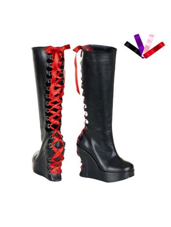 Demonia Corset Platform Wedge Knee Boot - 9