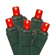 Set of 20 Battery Operated Red LED Wide Angle Christmas Lights - Green Wire