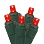 Set of 20 Battery Operated Red LED Wide Angle Christmas Lights - Green Wire
