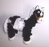 Horse Yarn Puppet Marionette - Black/White Paint/Pinto