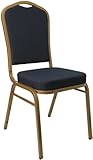 IMAGE OF Crown Back Stacking Banquet Restaurant Retail Office Chair with Gold Frame, Blue