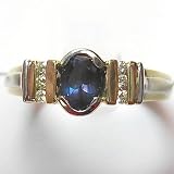 14K Two-Tone Gold Created Alexandrite and Diamond Ring
