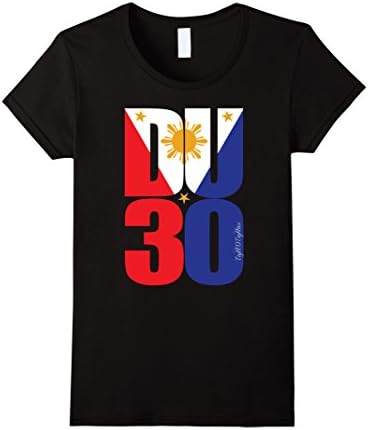 Women's DU30 President Duterte of the Philippines Shirt Pinoy Small Black