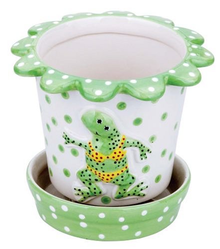 Frog with Green Polka Dots Planter, 4" Diameter