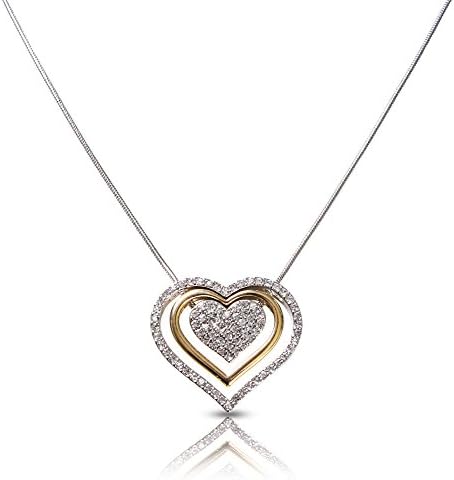 Shiny heart pendant necklace, 20" 3 styles in one