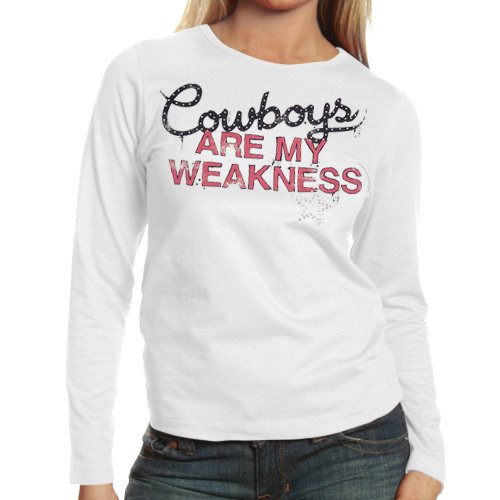 Dallas Cowboys Ladies My Weakness Long Sleeve T-Shirt - White (Medium)