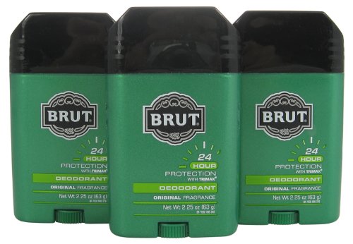 Brut By Faberge For Men. Pack 3 Deodorant Stick With Trimax 2.25 Oz.