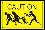 Buy : Zombie Caution Sign Art Print Poster - 24x36 Poster Print, 36x24
