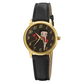 Armitron Women's 9100020 Betty Boop Gold-Tone Black Strap Character Watch