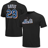 MLB Majestic New York Mets #29 Ike Davis Youth Black Player T-shirt (Small)
