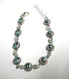 Multi Stone Inlay Link Chain Bracelet Made of Sterling Silver