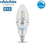 ChiChinLighting&reg; Dimmable Bullet Top Natural Afternoon Sunlight White 4000k E12 LED Candelabra bulb 6 Watt LED Chandelier Bulbs
