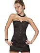 Plus Size Sexy Brocade Corset Front Busk Closure Back Up Up Strapless