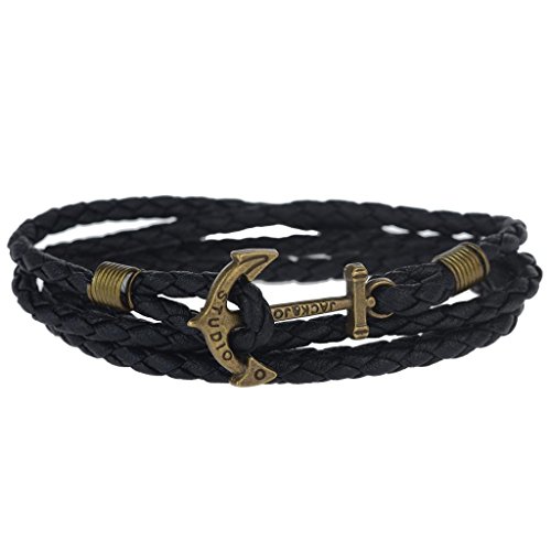 Yantu Women s and Men s Sailor Anchor Braided Cord Woven Leather Bracelet