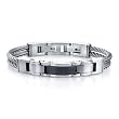 Superlative Fashion: Stainless Steel Cable-style Strap with Panther-link Centerpiece Bracelet for Men