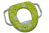 Produkt-Bild: Toilettensitz Schmetterlinge mit F&uuml;hrungsring - Soft und mit Griff - Standardgr&ouml;&szlig;e Toilettentrainer Kinder Klositz WC Sitz anti rutsch Wc Sitz gr&uuml;n Punkte Tier M&auml;dchen Junge SoftSitz Weichaufauflage Toilettenauflage Softsitz weich bunt Haltegriff Griffen