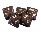 Set of 5 Black Compass Dices 16mm by Koplow Games