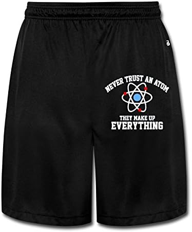 Men's Geek Never Trust An Atom, They Make Up Everything Logo Short Sweatpants Black Size L