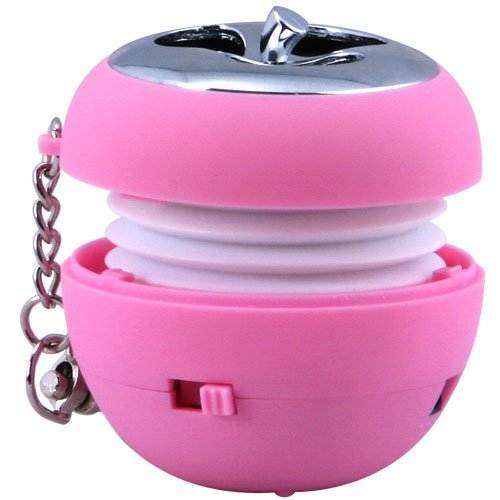 August MS310P MP3 Portable Mini Speaker with LED Flashing Light and Built-In Rechargeable Batteries Compatible with Handsets and Laptops - Pink