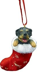 Santa's Little Pals Rottweiler Stocking Christmas Ornament