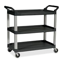 Rubbermaid Plastic Service Cart, 3 Shelves,  200 lbs Capacity, 37-3/4" Height, 33-5/8" Length X 18-58" Width
