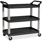 Economy Plastic Cart, Three-Shelf, 18-5/8w x 33-5/8d x 37-3/4h, Black